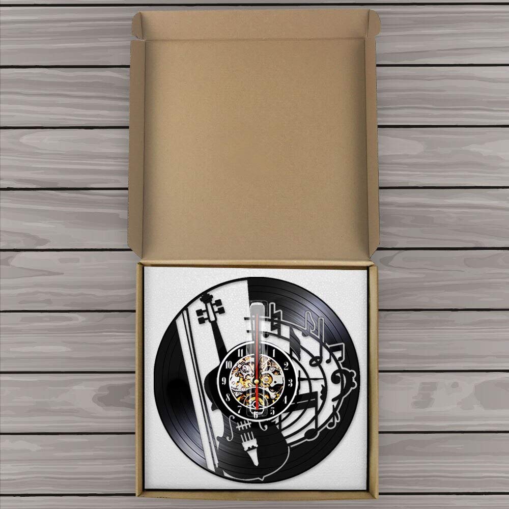 30 cm Chitarra Note musicali Orologio da disco in vinile Orologio silenzioso Appeso Amante della musica Strumento da studio Decorazione da parete Segno Chitarrista Regalo Regali per la festa della m