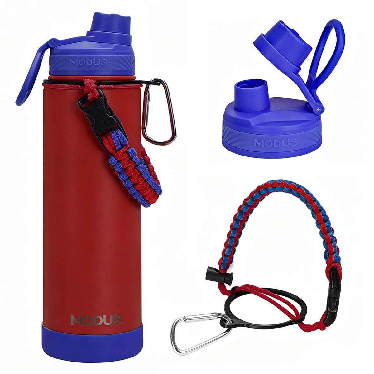Garrafa Térmica 750ml – 24h Gelada, Alça Paracord, Base Antiderrapante, Tampa Antivazamento, sem BPA (Vermelho)