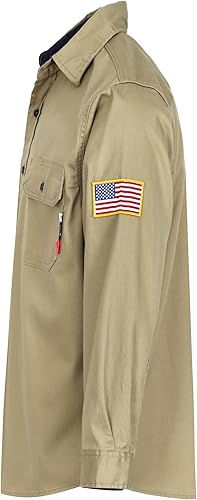 Miniatura 5 de BOCOMAL Camisas FR para hombre, resistentes al fuego, peso ligero, NFPA2112, camisa de soldadura ignífuga, acabado repelente al agua y al aceite