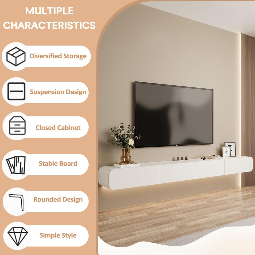 Amazon｜フロートテレビ、壁掛けテレビキャビネット、引き出しとドア