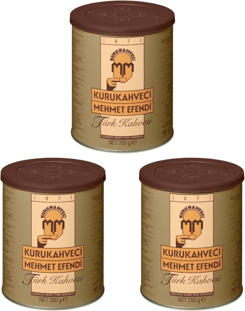 KURUKAHVECI MEHMET EFENDI Kawa turecka, ziarna arabiki, palona mielona, bogaty aromat, świeża, średnia do ciężkiej, oryginalny smak od 1871 roku (250 g) opakowanie 3 szt