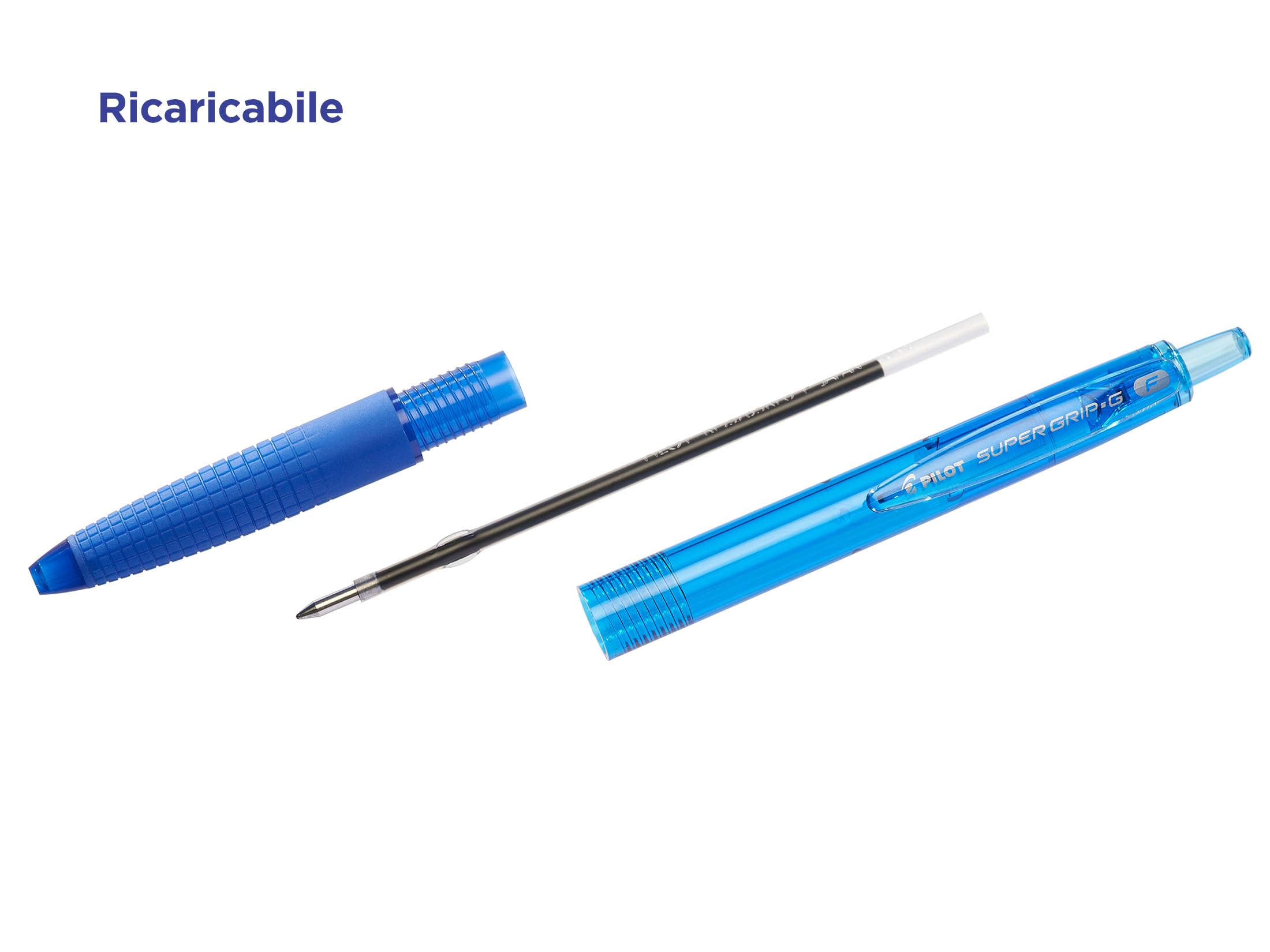 PILOT Set di 12 Penne a sfera Super Grip G Ricaricabile a scatto Punta Media Blu Nero Rosso Verde