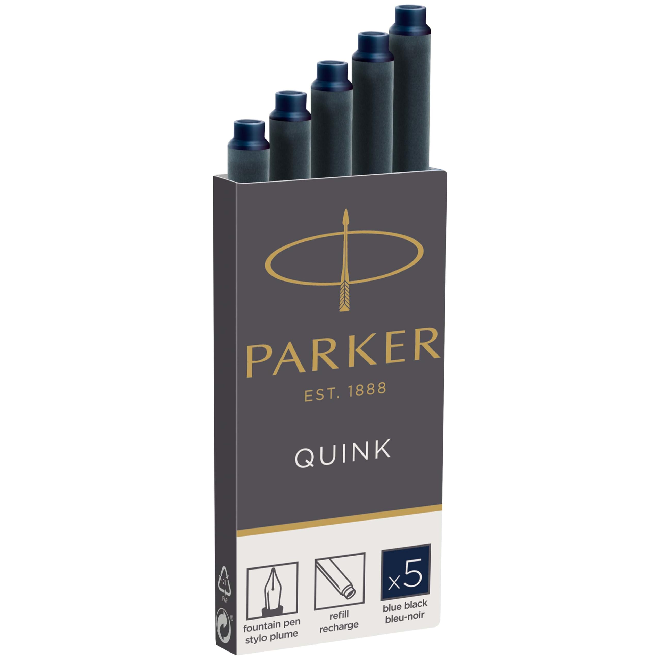 PARKER パーカー クインク カートリッジインク 5本セット ブルーブラック 水性 正規輸入品 1950385 : Office Products