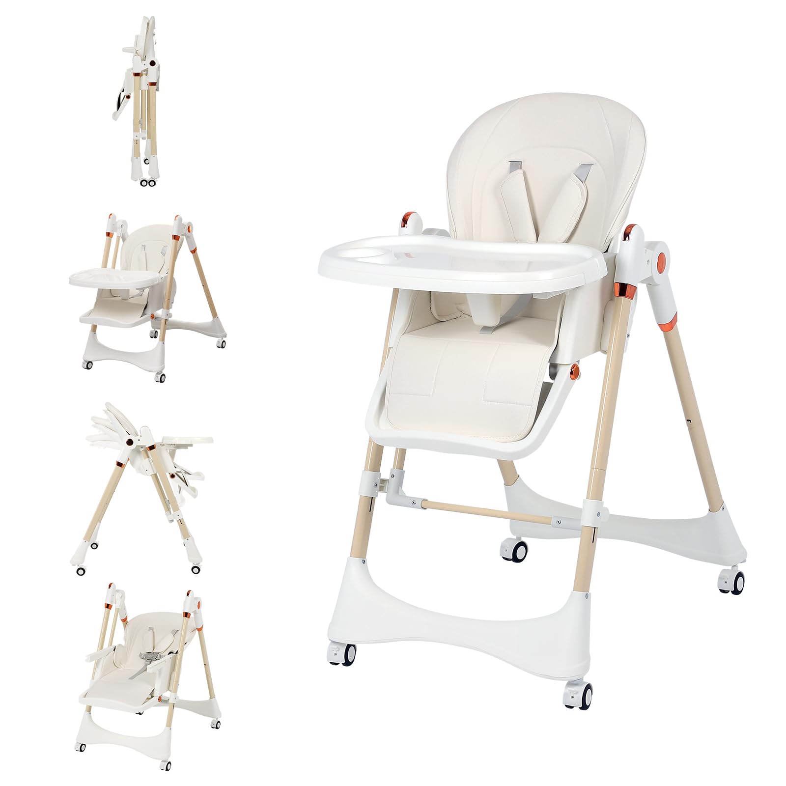 6-in-1 Convertible High Chair with Rocker | Baby High Chair for Newborn to Toddler (0-3 Years) | Adjustable, Foldable & Easy-Clean with Dishwasher