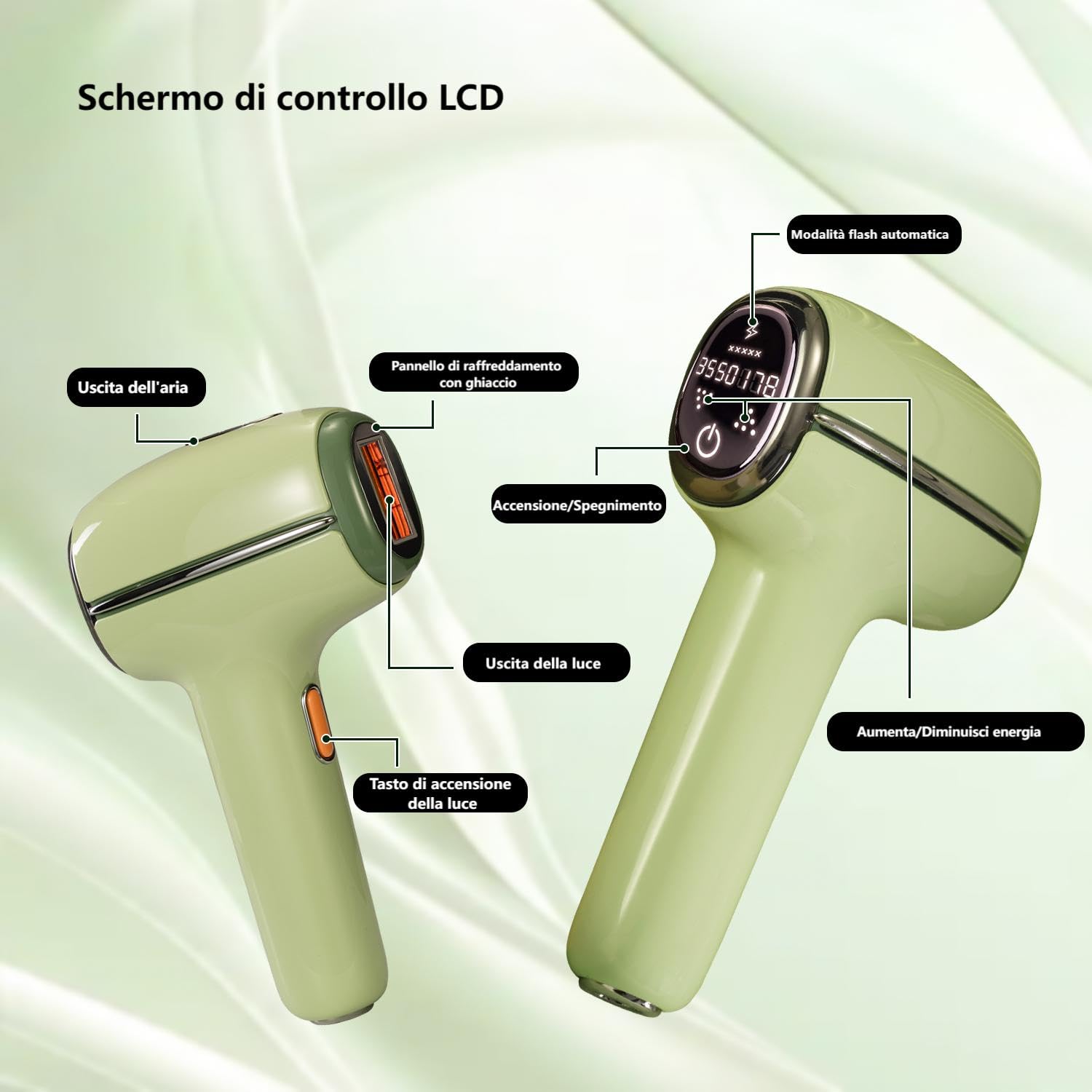 Epilatore Luce Pulsata IPL indolore per Donna (Gambe, Viso, Bikini) | Tecnologia di raffreddamento per braccia e ascelle per una cura del corpo delicata e duratura