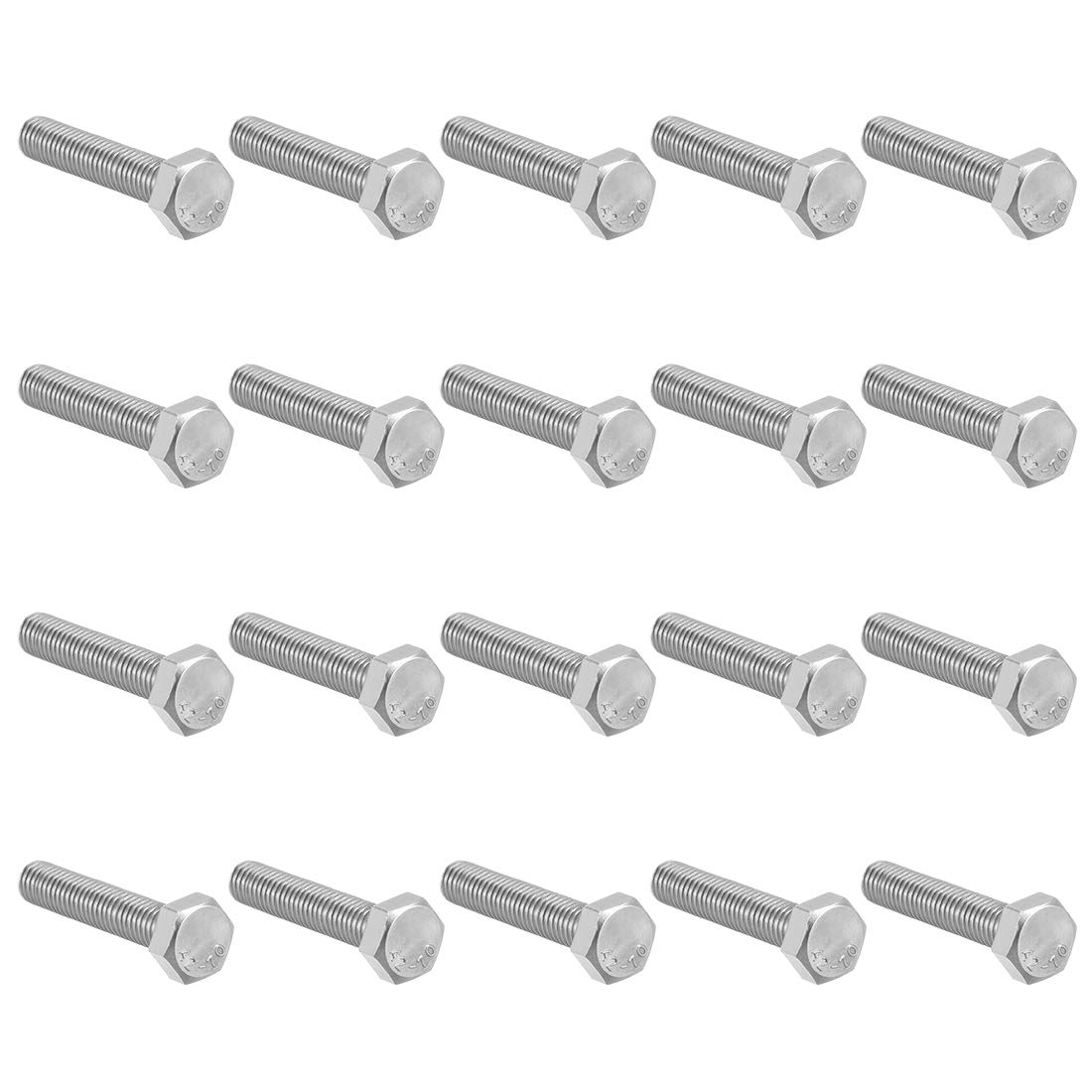 uxcell M8 Thread 35mm Length Hex Bolts 304 Stainless Steel Hexagon Screw Bolt 20pcs