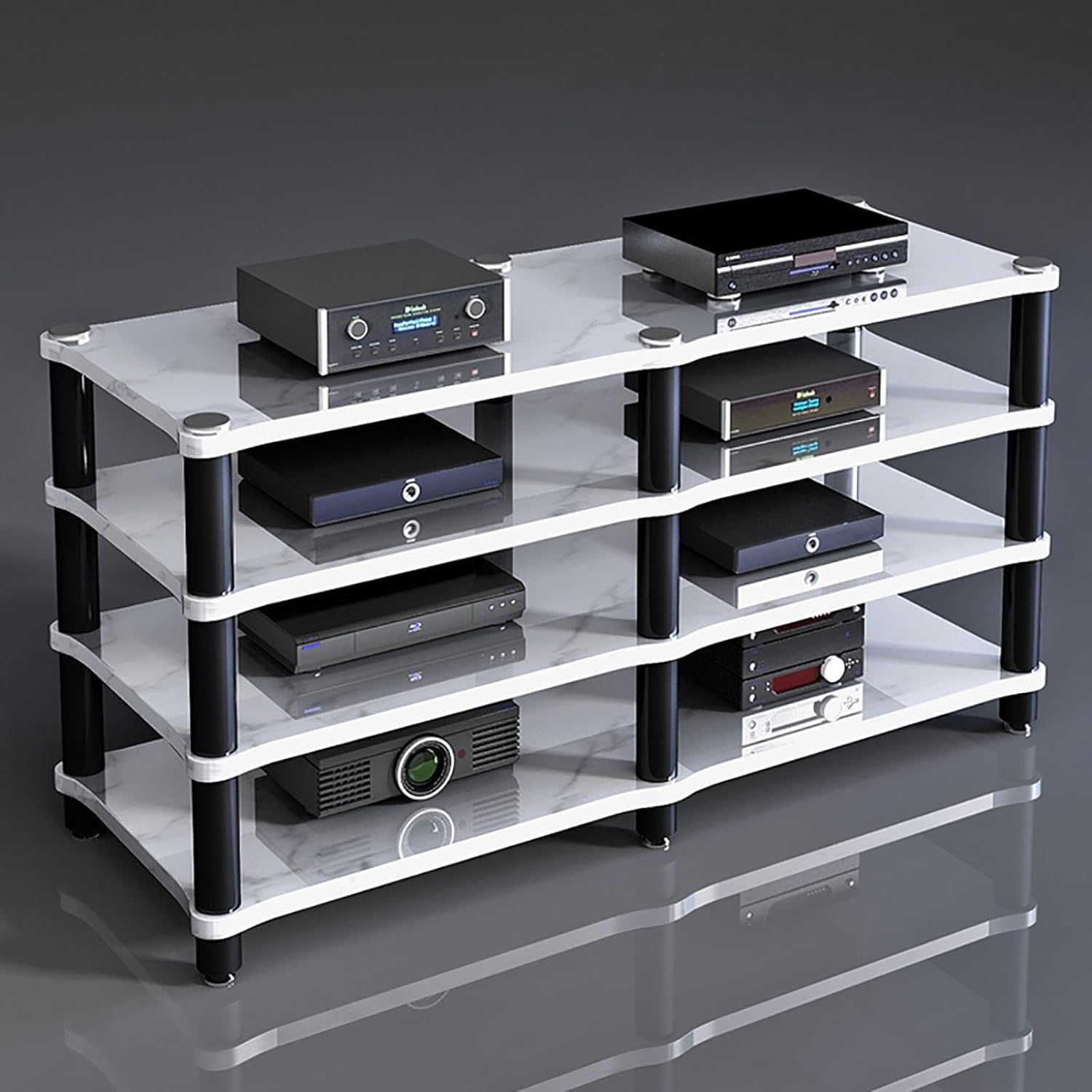 Scaffale da gioco, supporto audio per TV e proiettore, costruzione robusta per soggiorno e sala giochi, adatto per DVD e dischi