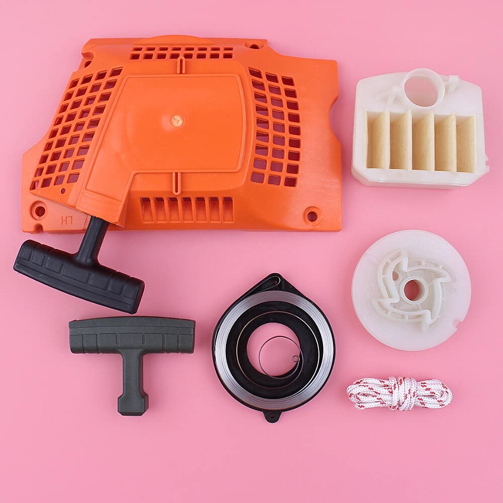 Kit de cuerda de filtro de aire de agarre de resorte de polea de arranque de retroceso compatible con motosierra Husqvarna 340 345 350 351 353 346XP 537104702 (Color : China)