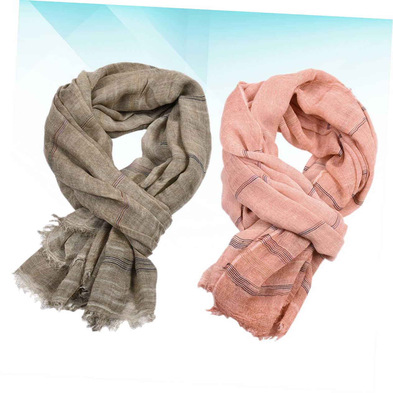 PACKOVE Scarf 2pezzi in Cotone, Tinta Unita, Accessorio Moda Unisex | Khaki e Rosa, per Donne e Uomini, Uso in Ambienti Climatizzati e Turismo Balneare