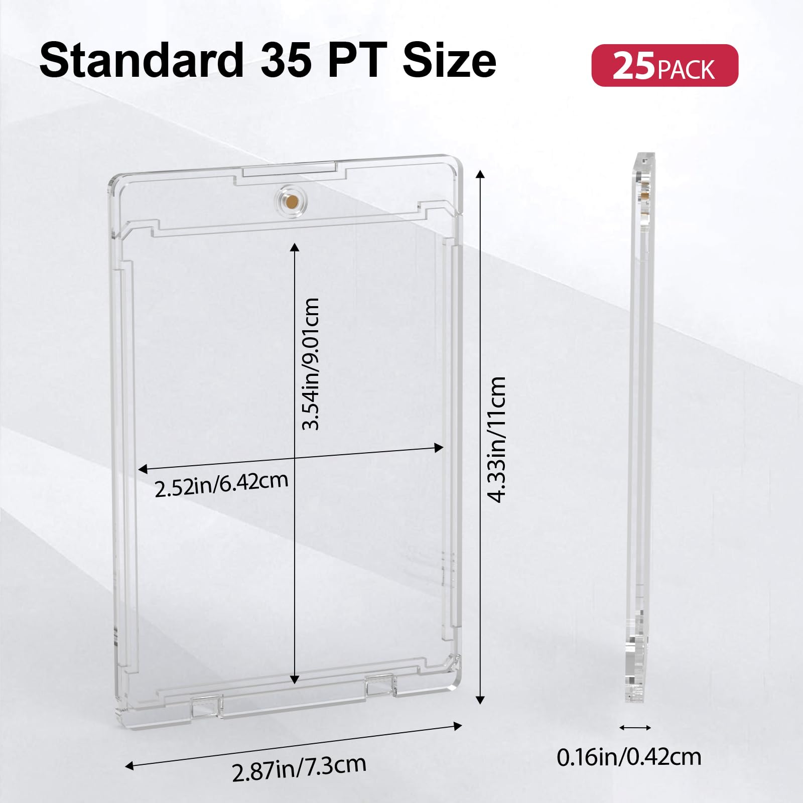 SAMYUCHO 25ct Magnetic Card Holder, 35pt One Card Touch Holders for Trading Cards, U-V Protection Card Display Case Protectors Sleeves Hard Plastic Cover for Sports Game
