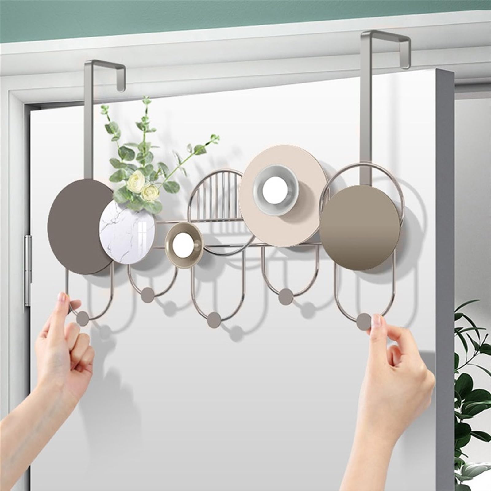Percheros de Pared para Colgar sobre la Puerta, percheros para Puerta, toalleros para baño con 5 Ganchos (2)