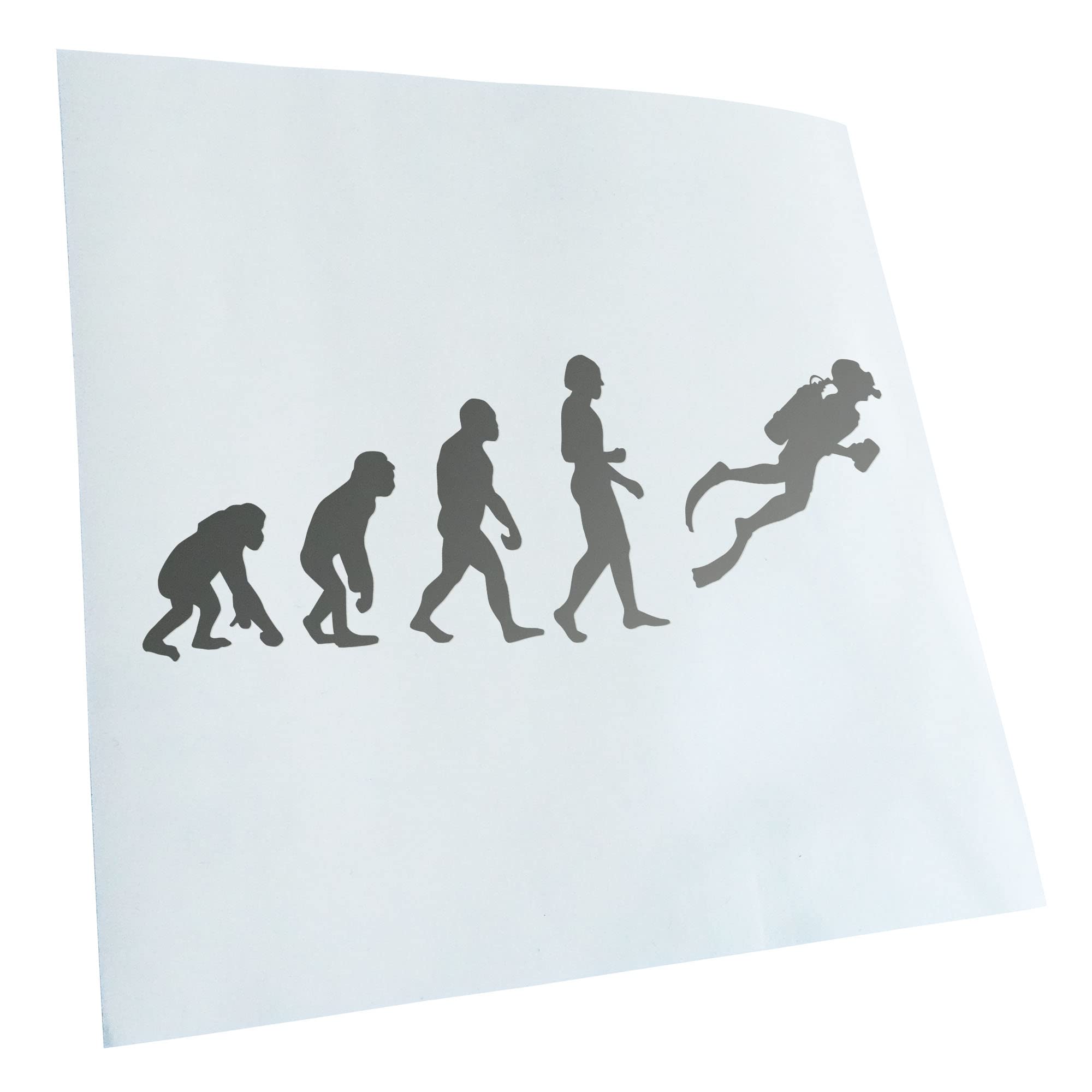 Kiwistar - Car Sticker - Silver - 60 x 21 cm Evolution Diver Snorkelling - Rear Window Car Sticker Weatherproof for Car Truck Moped Truck - Sticker Exterior Self-Adhesive Tuning Accessories for