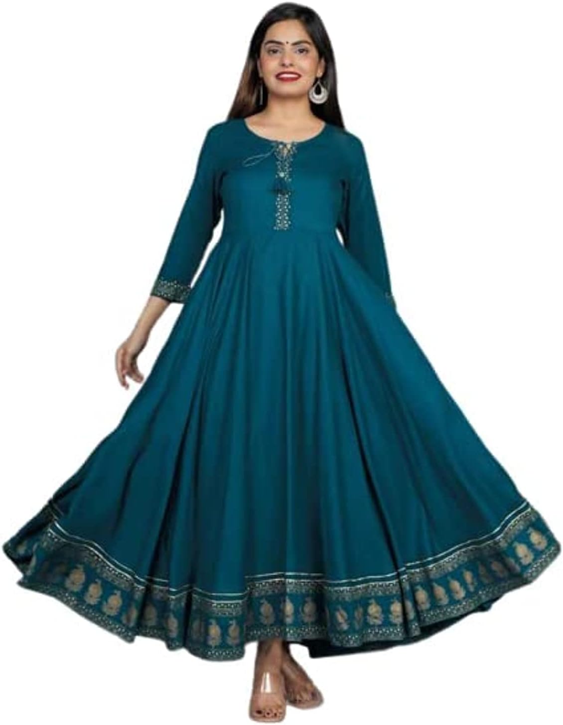 Sanganeri KurtiWomen Rayon Printed Long Kurta