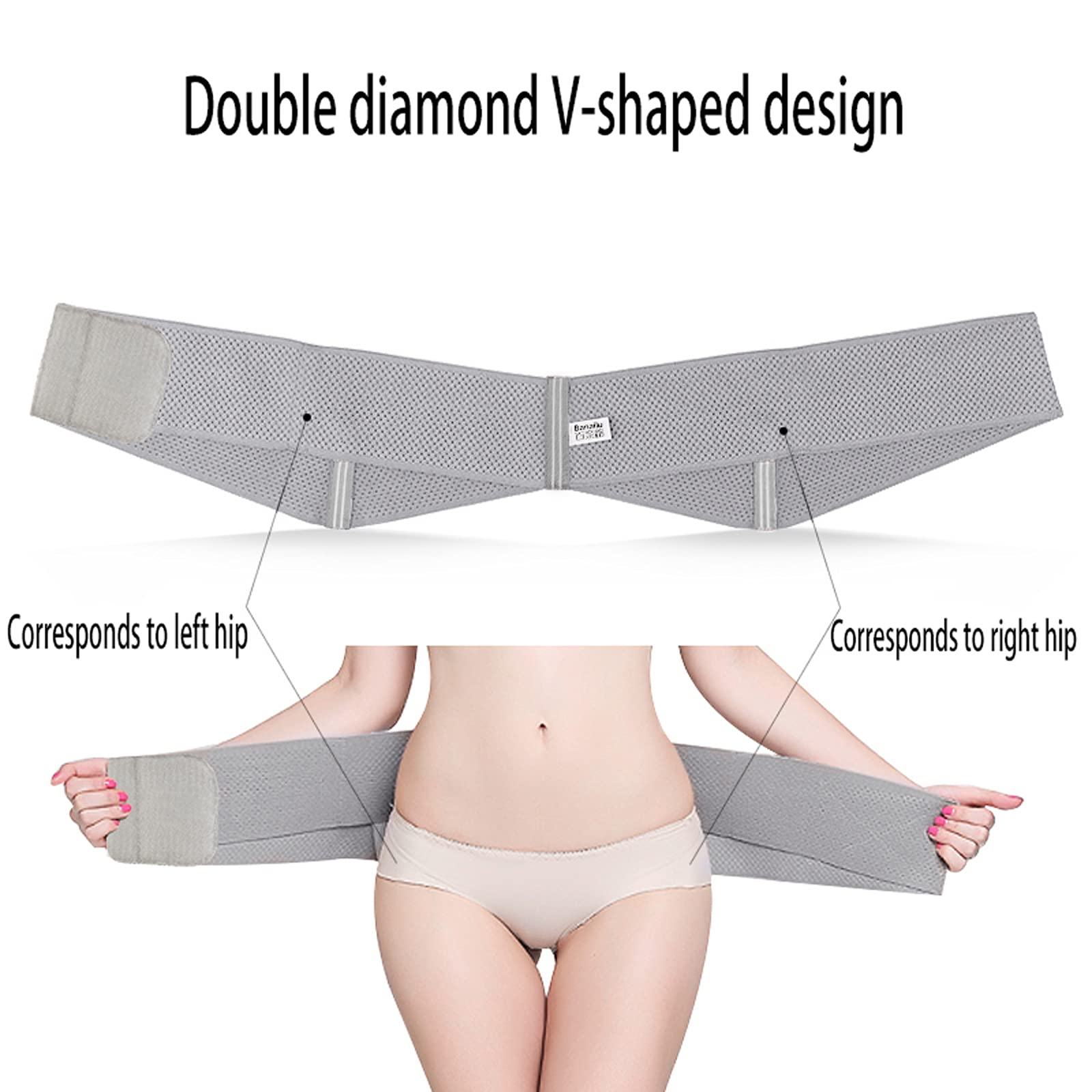 Samnuerly Pas do korekcji postawy miednicy dla kobiet Hip-Up Wsparcie po porodzie lekki oddychający pas wyszczuplający opaska modelująca sylwetkę, L (L)
