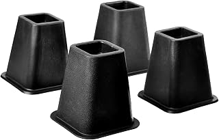 HOMEIT Heavy Duty Black Bed Risers 5.25 Inch Lift Stackable 4-Pack for Dorm Beds Sofas Chairs Underbed Storage