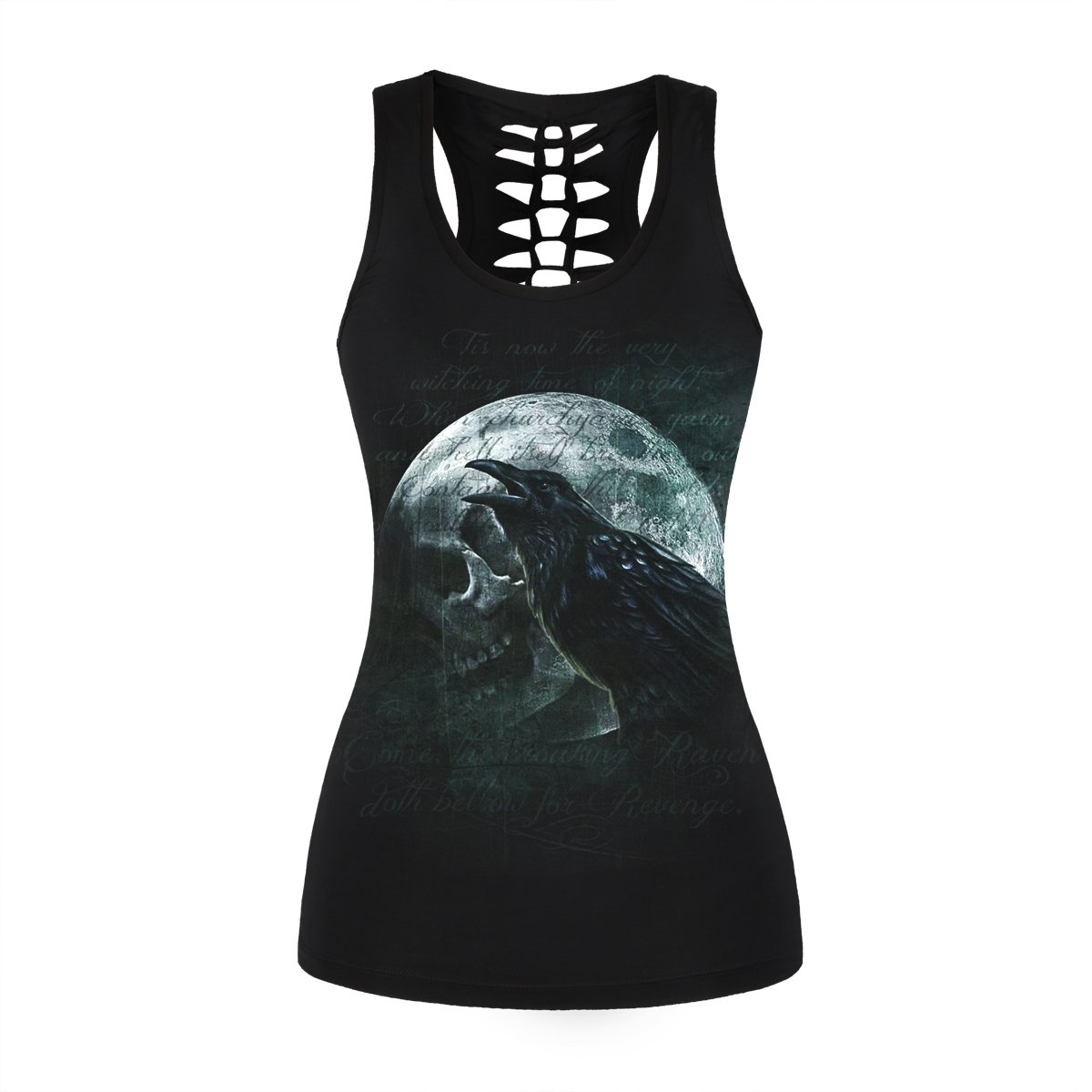 Womens Cut Out Skull Print Workout Yoga Tank Tops Sleeveless Summer T Shirt Vest