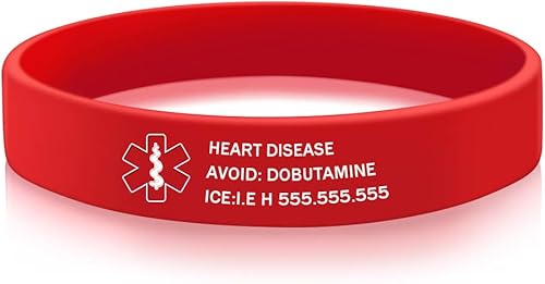 Miniatura 1 de Pulseras de alerta médica personalizadas, de goma de silicona, pulseras de identificación de emergencia, impermeables, personalizadas, grabado, para