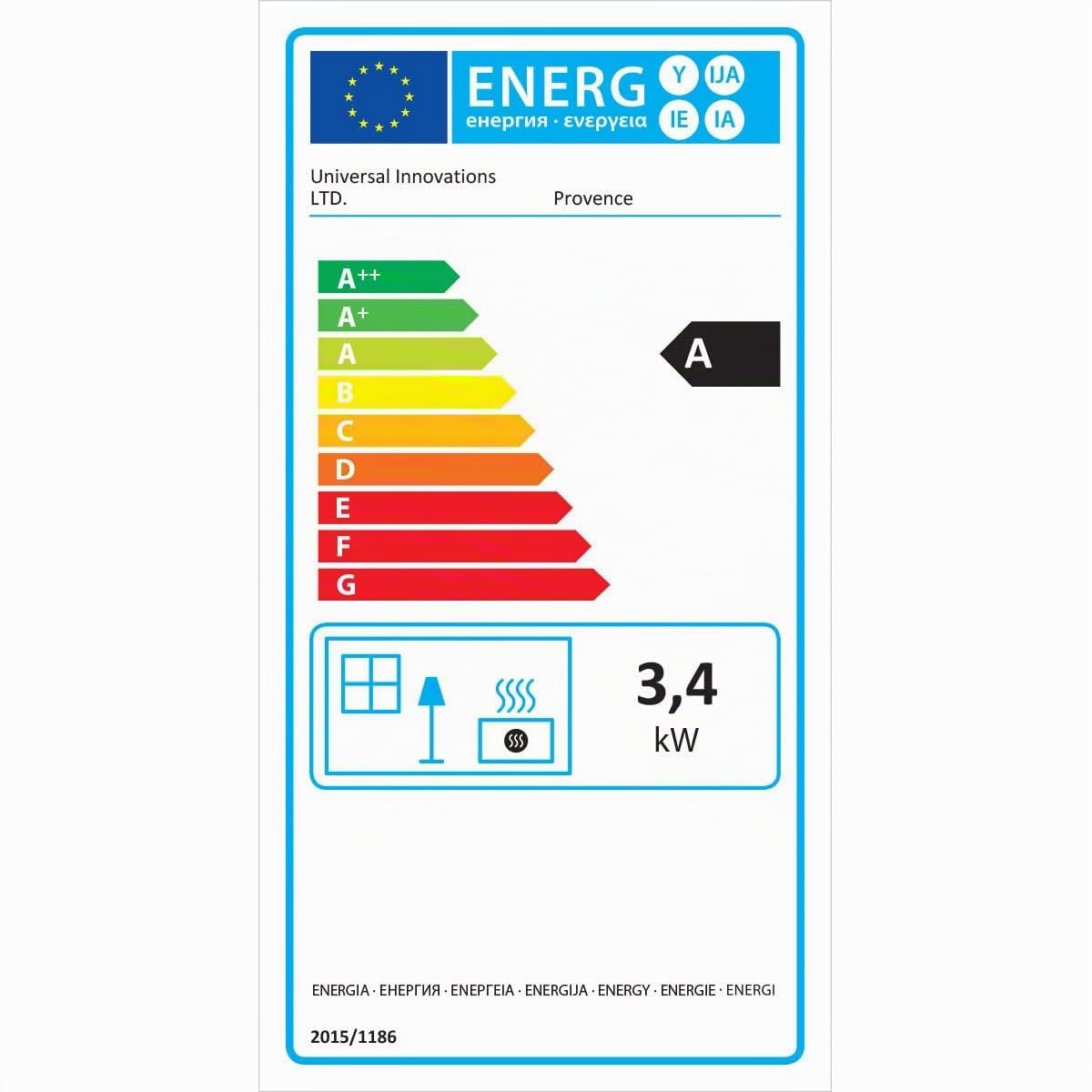 Universal - Poêle à gaz Provence 3,4 KW Marron Effet poêle à Bois Fonte véritable Chauffage d'appoint au gaz