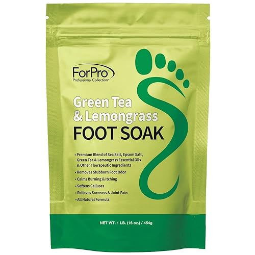 Miniatura 2 de ForPro Professional Collection Té verde y hierba de limón para pies con sal marina y de Epsom para atletas de uñas de los pies, aroma persistente,