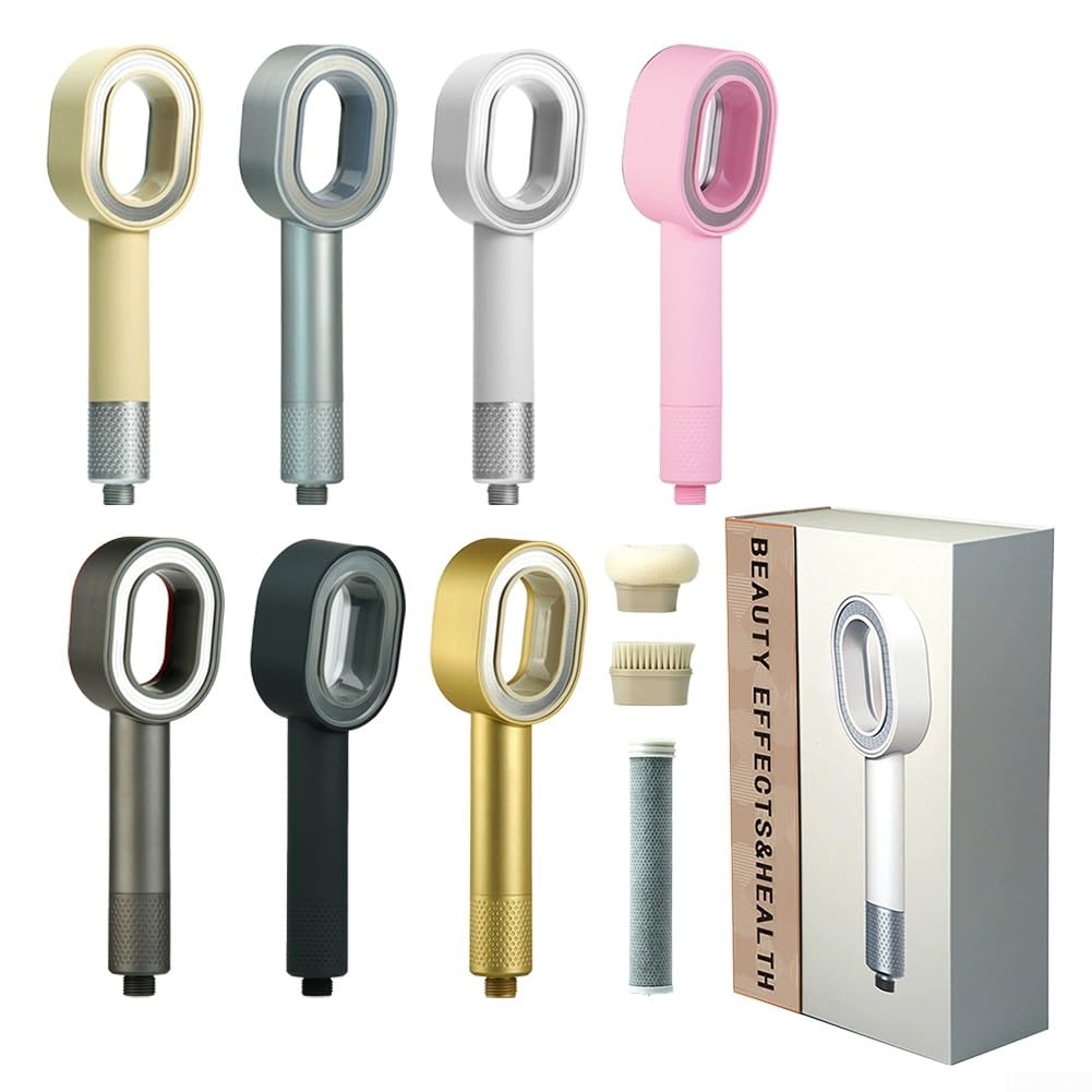 Cabezal de ducha con filtro de agua, cabezal de ducha de mano de alta presión con filtro, cabezal de cepillo de baño, elemento de filtro, para adultos, niños, mascotas (gris)