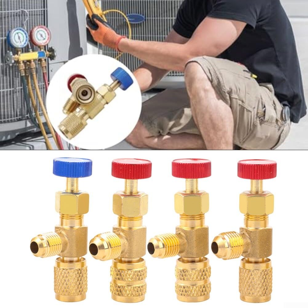 4 valvole di sicurezza per sistemi di climatizzazione compatibili con R22 R32 R410 con connettori rapidi di diverse dimensioni