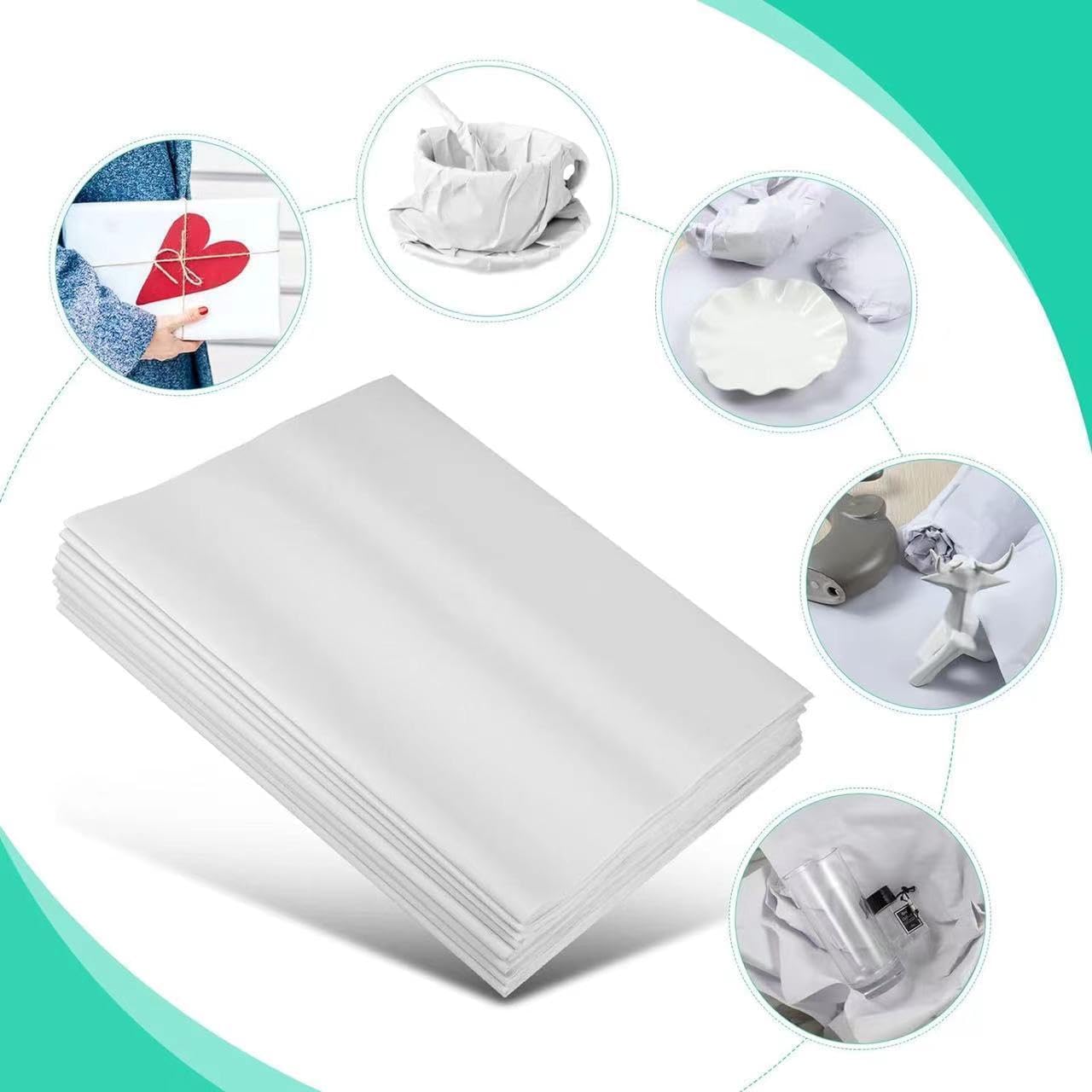 Verpakkingspapier, 100 Vellen Verhuis Papier voor Servies, Beschermpapier voor Verpakkingen, Vulmateriaal voor Pakketten, Tissue Papier voor Decoratie en Verzending