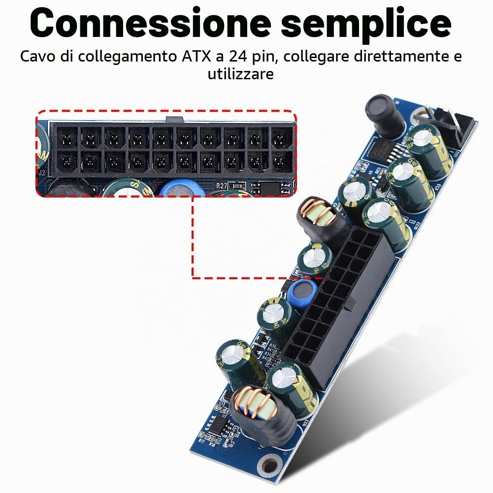 DC 12V 120W PSU Modulo di alimentazione per PC con cavo di ingresso DC/ATX a 24 pin, Adatto per Mini Computer, HTPC, POS, Set-Top Box digitali, Case ITX, ecc