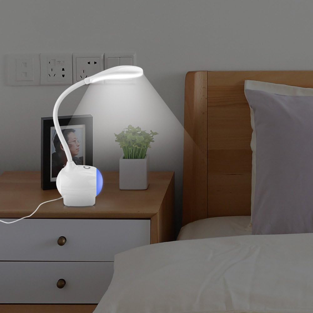 ELEOPTION Dimmable Color LED Desk Lamp Touch-Sensitive Control Panel with 3 Adjustable Brightness Levels 7 Colorful Atmosphere Light with USB Charging Port