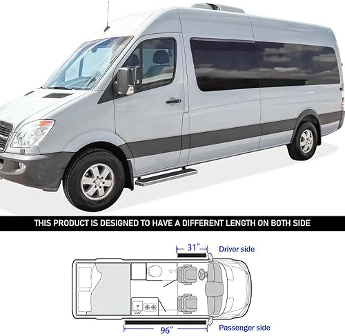 Miniatura 6 de APS Barras Laterales Compatibles con Dodge Sprinter 2007-2009 Furgoneta de Tamaño Completo y Mercedes-Benz Sprinter 10-26 de 3 Puertas (Excluyendo