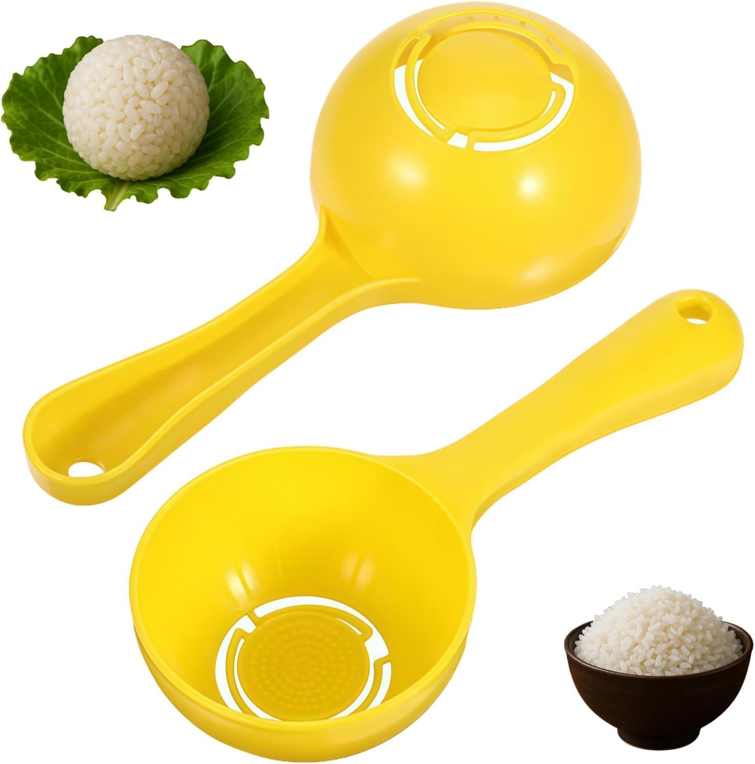 2 Pcs Yellow Half Round Rice Spoon Mold,Rice Serving Spoon Mold, Rice Ball Sushi Maker,Rice Ball Maker for Home Kitchen Restaurant