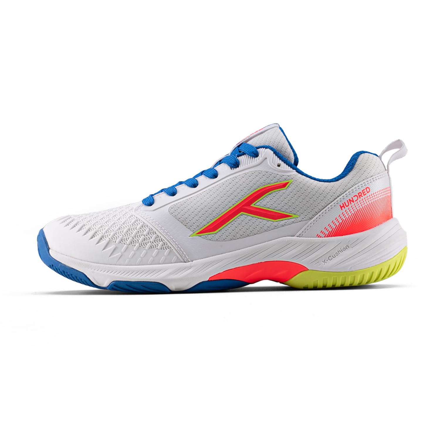Hyper Spike Badminton Shoes | Indoor Court Footwear | Active Grip Non-Marking Sole | X-Cushion Midsole | Support Plate Stability | Professional Performance (White/Blue/Orange/Lime)-image-24