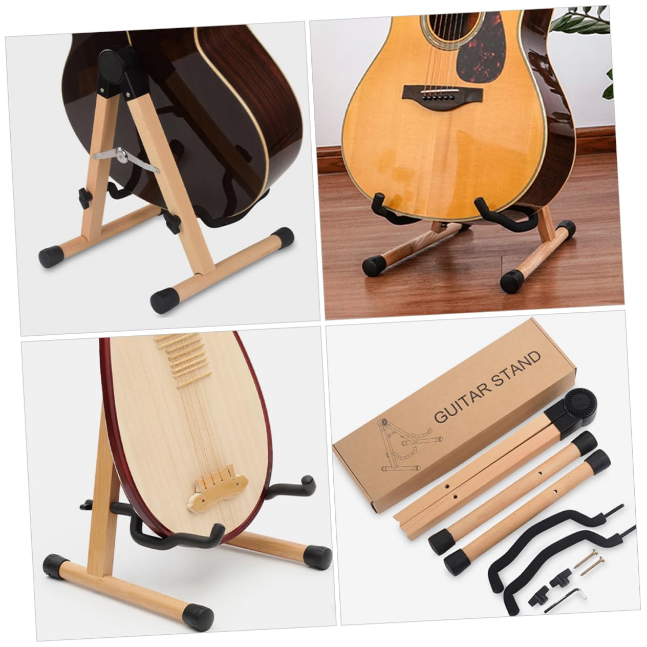 Didiseaon Supporto per Chitarra in Legno Supporto per Esposizione e Riposto Adatto Chitarre Acustiche Classiche ed Elettriche Stabile e Resistente per Musicisti in Movimento