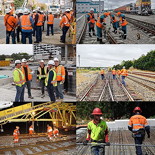 Zuja 3M Reflective Stripes Safety Vest Hi-Vis Orange Knitted Vest With 10 Pockets Bright Construction Workwear For Men And Women. (Small) #TOP7