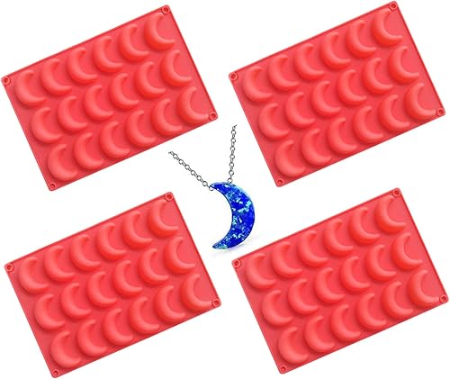 4 moldes de silicona con forma de luna, bandeja para cubitos de hielo y luna creciente para chocolates, pasteles, dulces, jabones caseros, gelatina,
