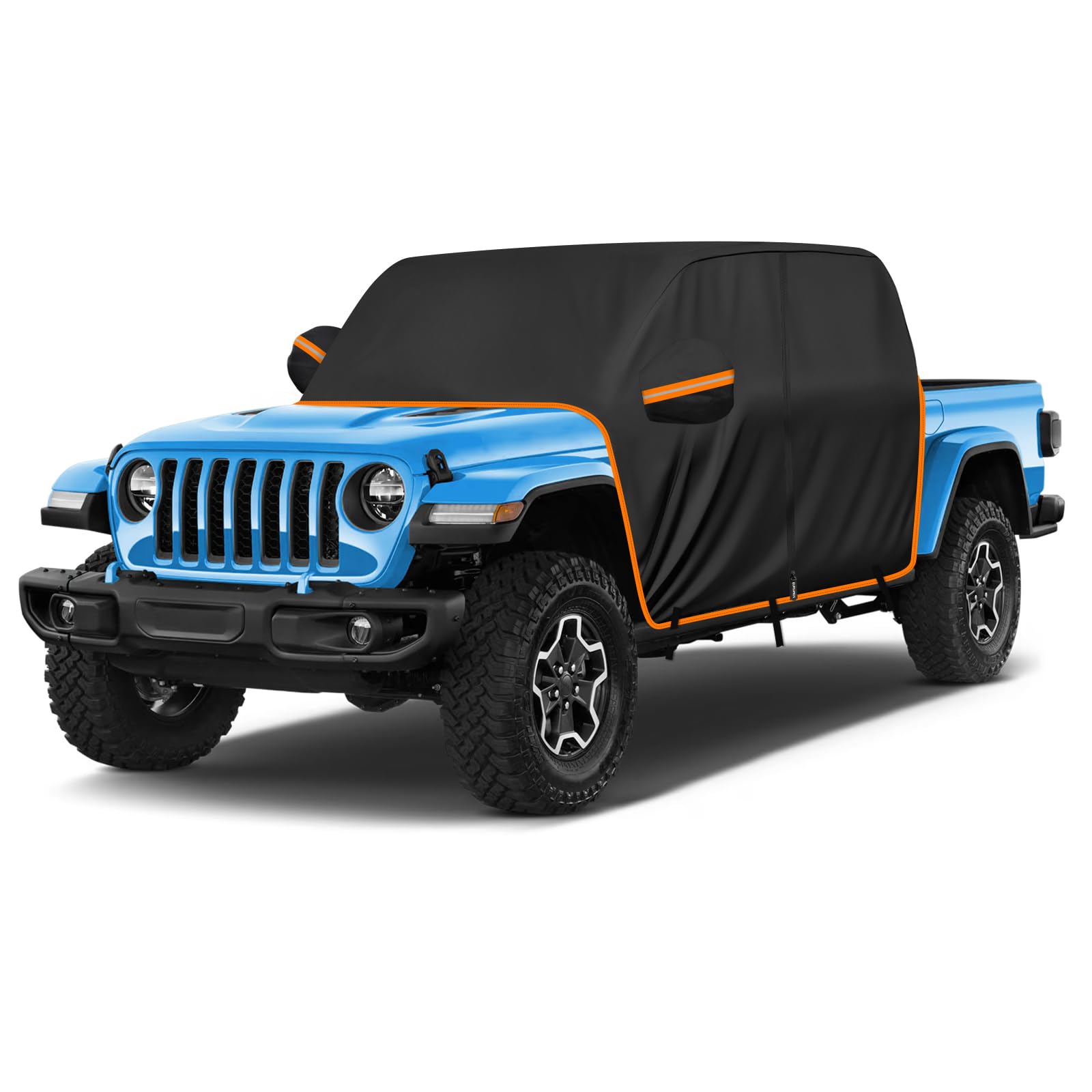QUNSUNUS Cab Cover for Jeep Gladiator 2019-2024, Car Half Cover with Straps and Zipper, Outdoor Car Cover Waterproof All Weather with Wind, Sun, UV and Dust Protection