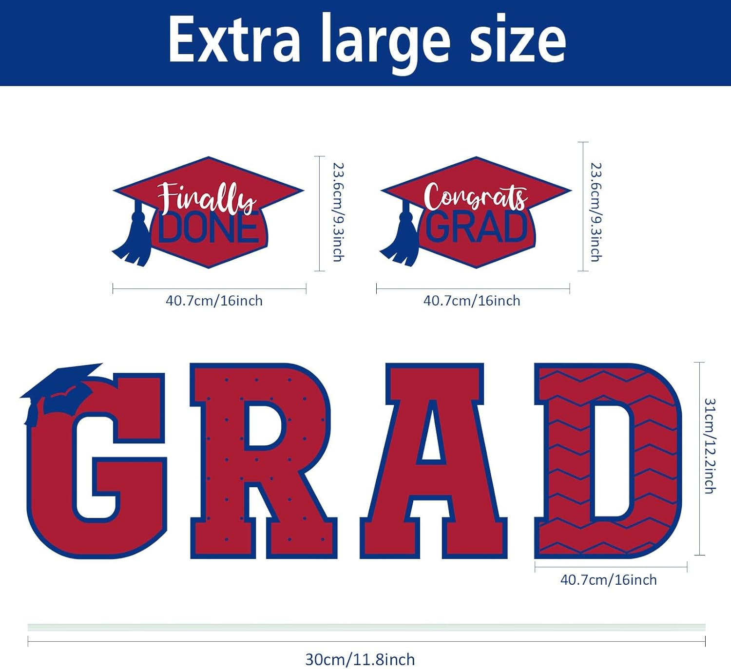 Tatuo 11 Pcs Graduation Yard Sign Decorations Congrats Graduation Lawn Signs 2026 Grad Yard Decor with 23 Stakes for Outdoor Grad Party(Red Blue,Simple Style)