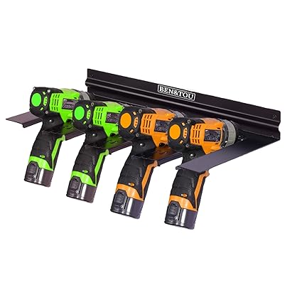 BEN&TOU Power tool organizer wall mount - Power tool rack easy installation - Tool Storage rack for garage and home - Electric Drill Tool Without Shelf - Heavy Duty power tool Holder Wall Mount