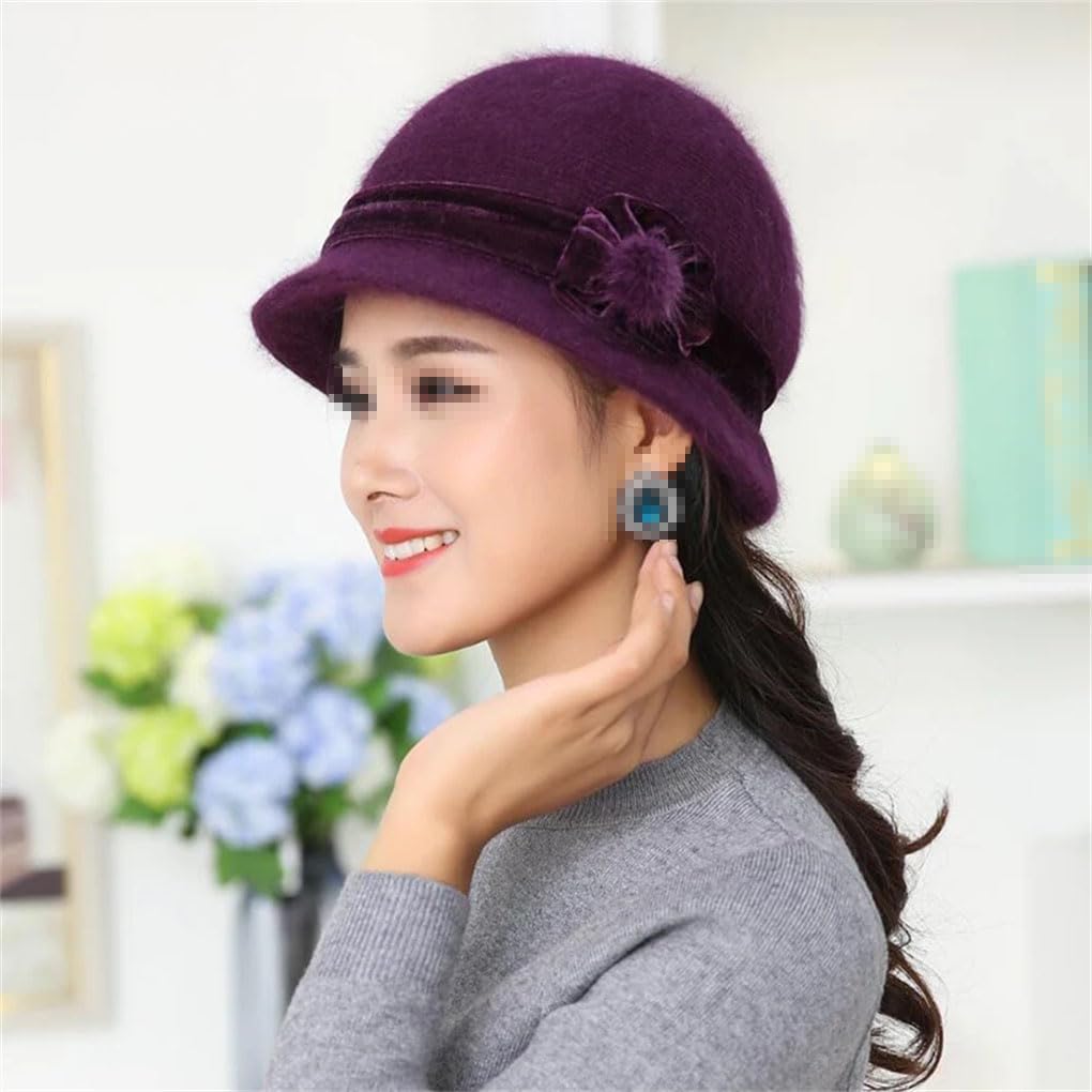 SaoBiiu Autunno Inverno Fedoras Cappello di Pelliccia per le Donne Casual Cap Tinta unita Cloche Cappello Cappelli Donna Cappelli Fedora Caldo