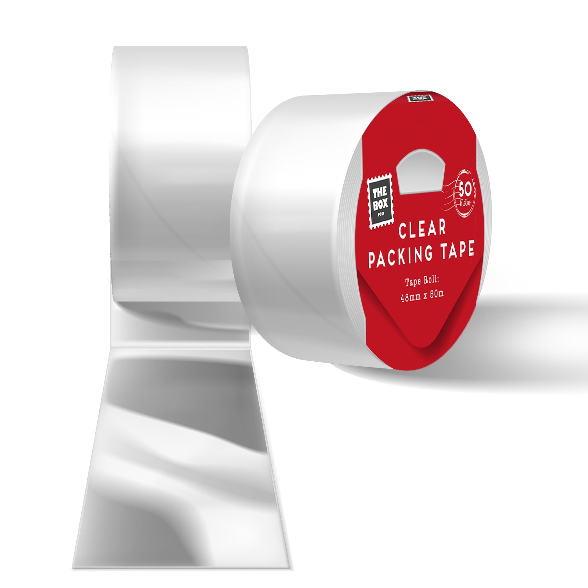 Clear Packing Tape Roll Heavy Duty Strong Thick Secure Water Resistant Transparent Packing Christmas Gifts Cartons Sticking Envelopes Cards 50 Meters Long 4.8cm Width Easy To Use (Pack Of 1)