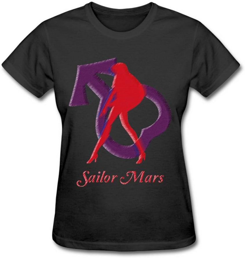 Women's Sailor Mars Japanese Logo Black Tshirts