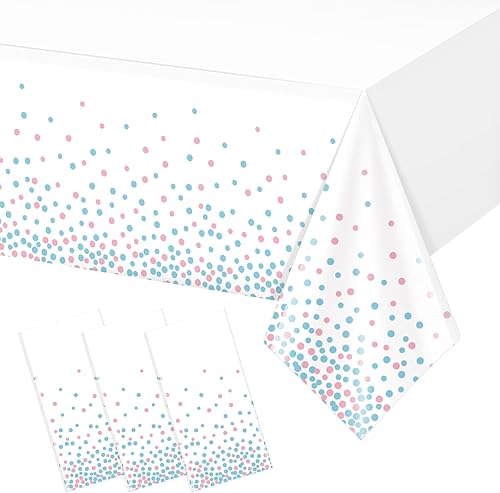 Miniatura 8 de FunnyPars Paquete de 4 manteles desechables de plástico con puntos azul marino y dorado, con estampado de puntos dorados, para cumpleaños, bodas,