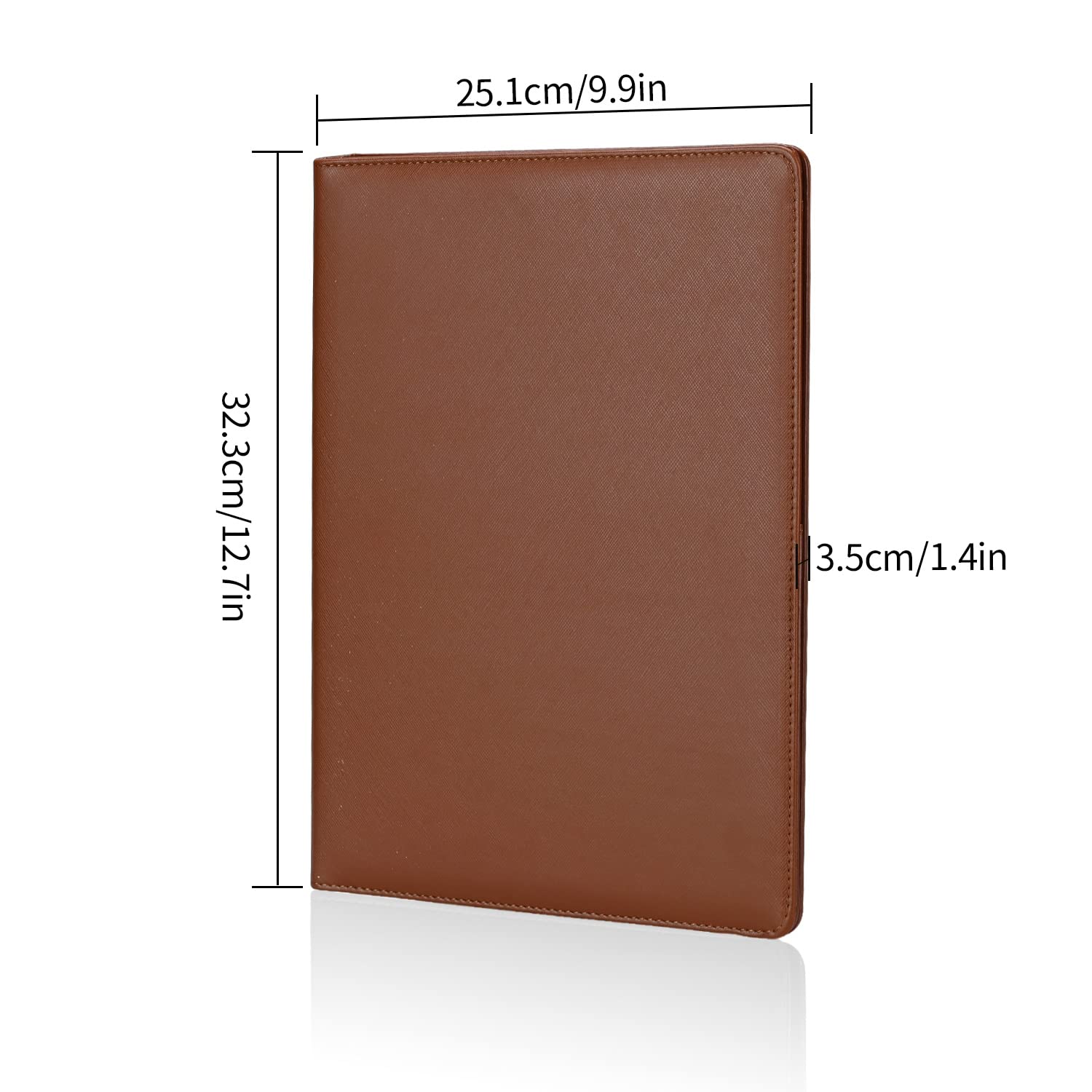 Podazz Portfolio A4 en Cuir PU, Dossier Presse-papiers A4, Conferencier Cuir Porte Documents, pour Réunion, Bureau, Ecole, Brun