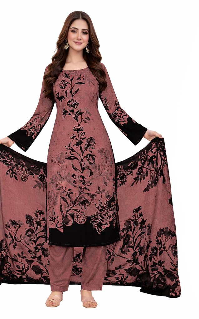Unstitched Multicolor Crepe Printed Salwar Suit Material-image-42