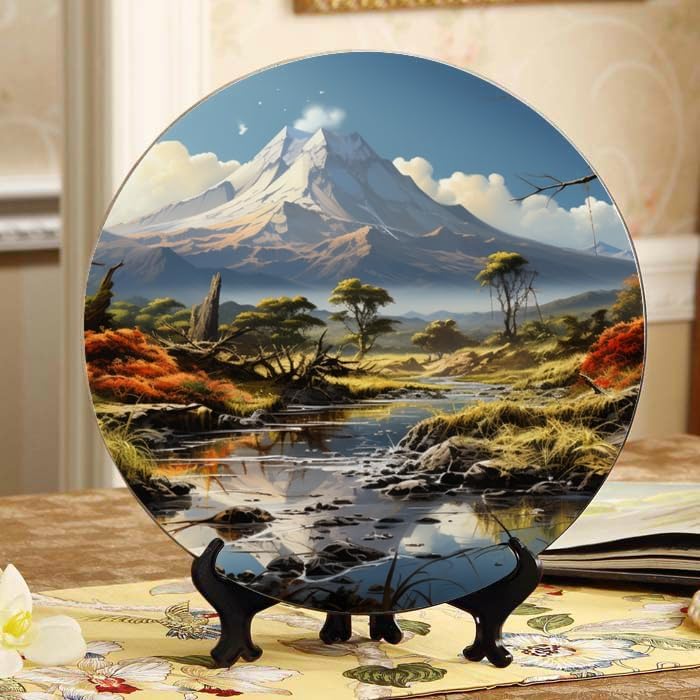 Peaceful Seaside 10-inch Ceramic Plate for Wall Display or Tabletop, with Stand & Hook DP-628296563