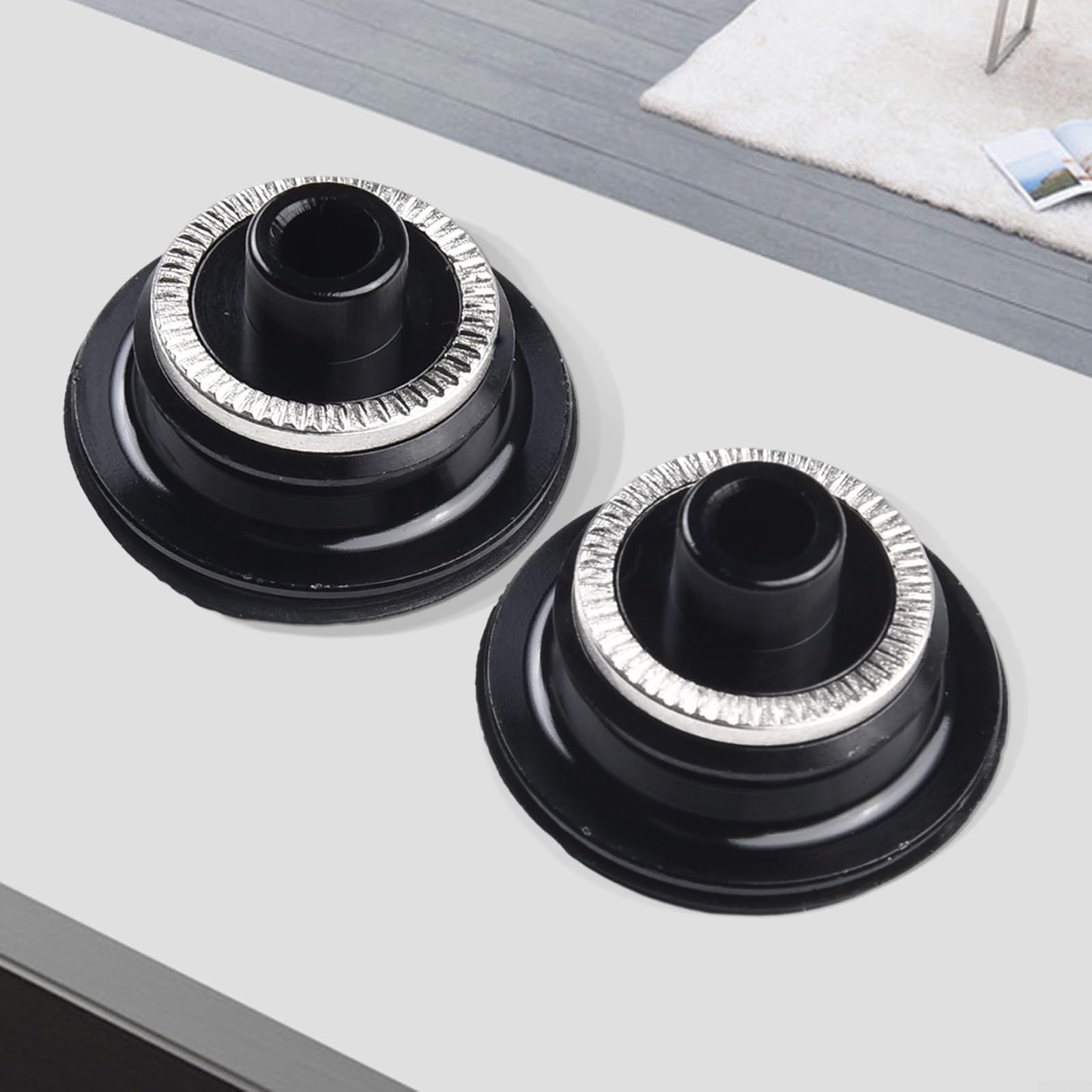 Aluminum Alloy For Bike Hub Thru Axle Adapter, Quick Release to 15mm Front & 12mm Rear Converter End Cap for 100mm & 135-142mm Hubs, for 8-12 Speed, Black(9 * 100mm)
