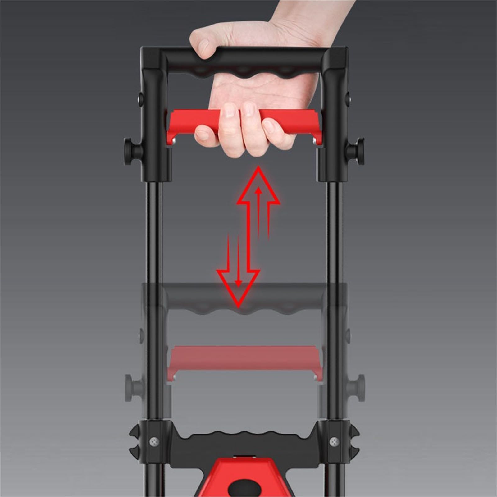 Schwerlast-Klappkarre Treppensteigen, zusammenklappbarer Trolley, Schwerlasttransporter, der nach oben fährt Paletten- und Transport auf Rädern