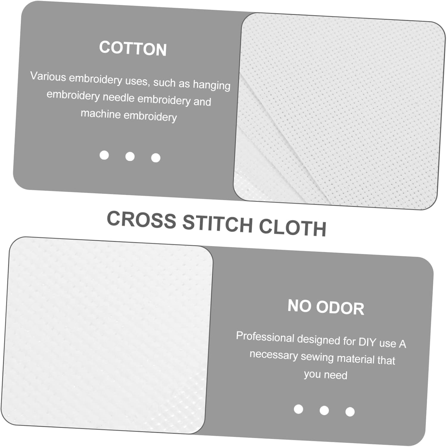 NUOBESTY 6pcs Handmade DIY Embroidery Cloths Cotton Cross Stitch for Needlework Craft Projects Home Decor White