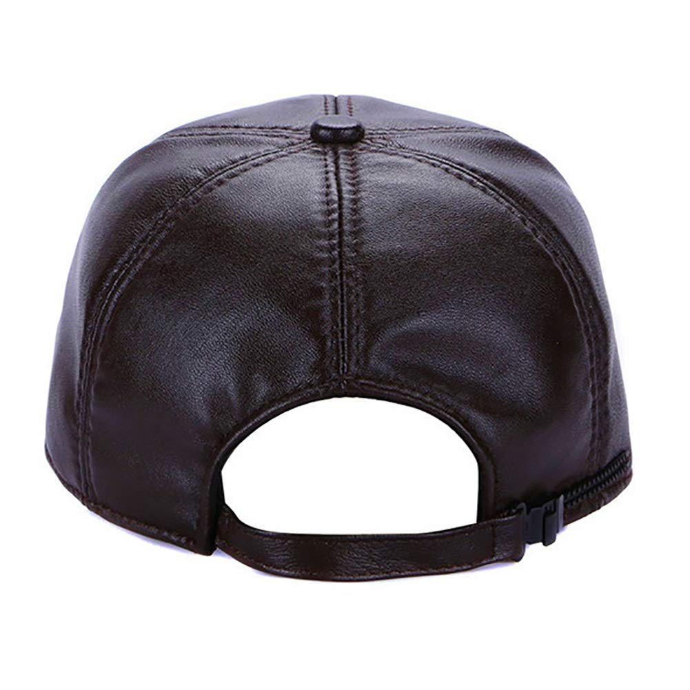 Generico Cappelli Invernali, Berretto da Baseball in Vera Pelle per Anziani, Cappello Hip Hop in Montone, Taglia Regolabile, Inverno 55-60 cm (Marrone A) (Marrone A)