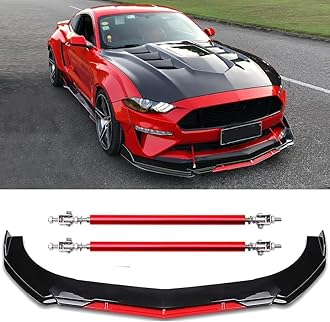 Universal Front Bumper Lip Chin Spoiler Splitter Diffuser Guard Wing Protector Trim Car Body Kit with Adjustable Support Splitter