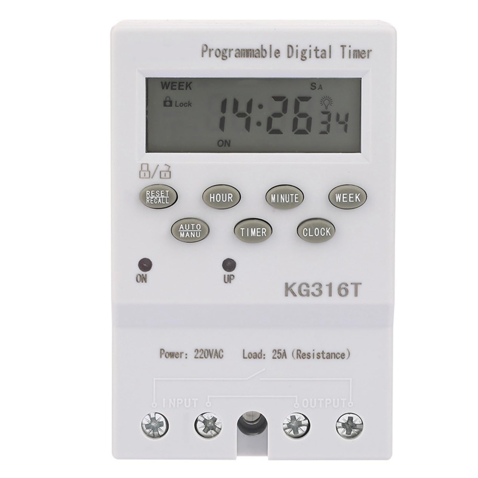 KG316T AC220V Timer Switch Digital Display Digital Programmable 1 Minute to 168 Hours